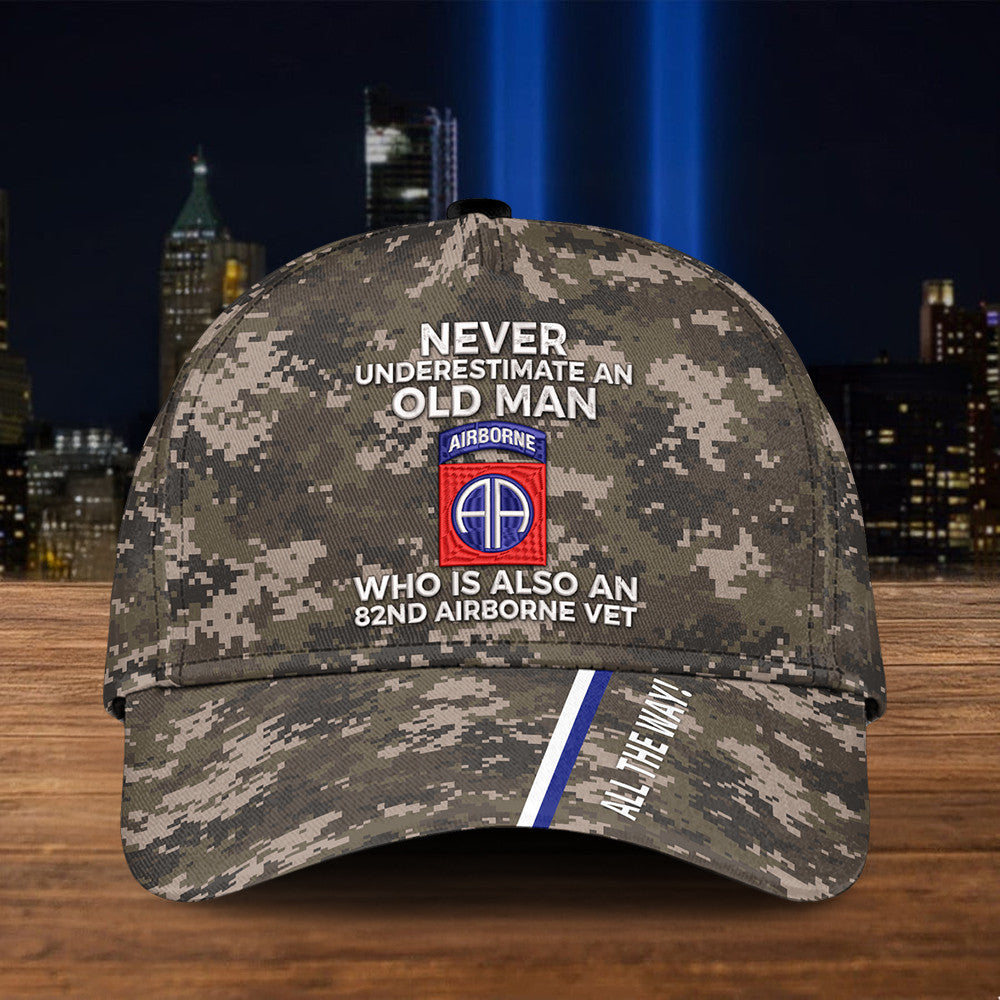 82Nd Airborne Vet Never Underestimate An Old Man Camo Hat 82Nd Airborne Hat Gift For Veteran