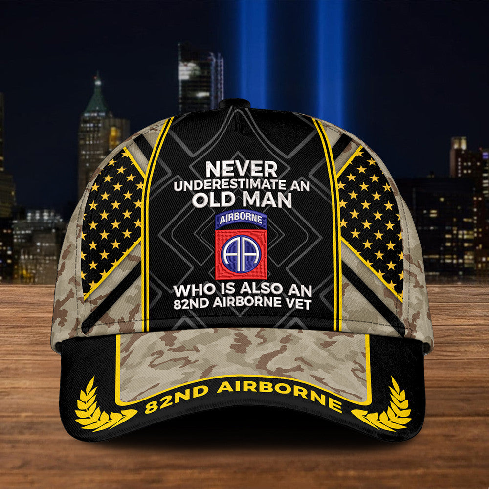 82Nd Airborne Never Underestimate An Old Man Hat 82Nd Airborne Cap Gift For Veteran